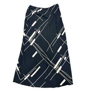 Intriguing Threads Vintage Black White Geometric Print Maxi Skirt Size 6 Elastic